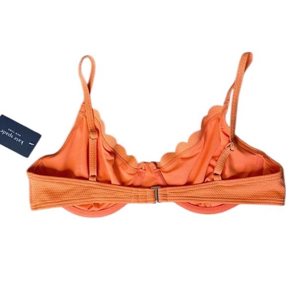 KATE SPADE New York Satsuma Scalloped Pique Underwire Bikini Top Bra Small S - Picture 5 of 6
